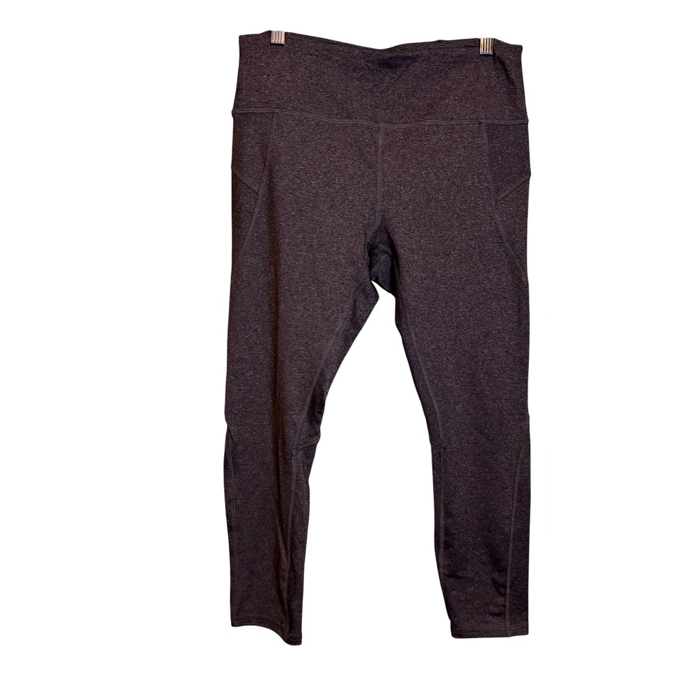 RBX Active Womens Heather Gray High Rise Leggings Side Pockets Size Large